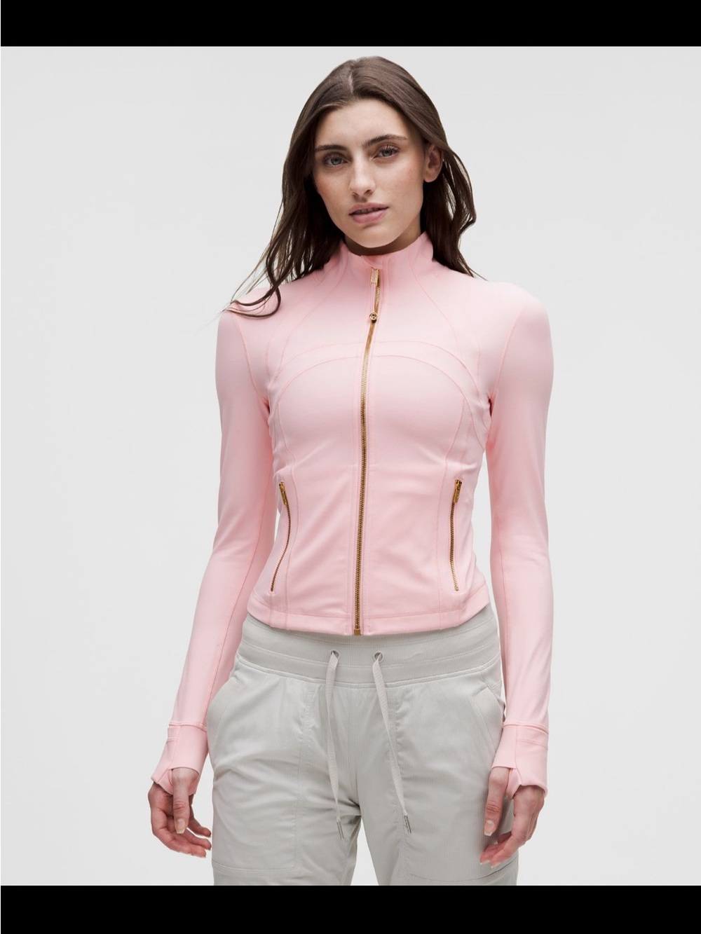 Lululemon Blush Quartz cropped define Jacket gold zipper